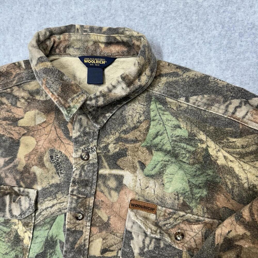 Vintage Woolrich Shirt Mens XL Long Camo Advantage Flannel Button Up Hunting 90s - Picture 3 of 9